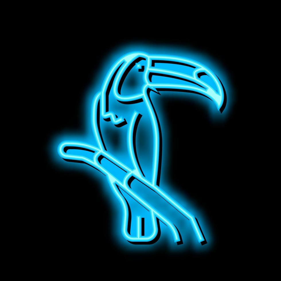 toekan vogel in dierentuin neon gloed icoon illustratie vector