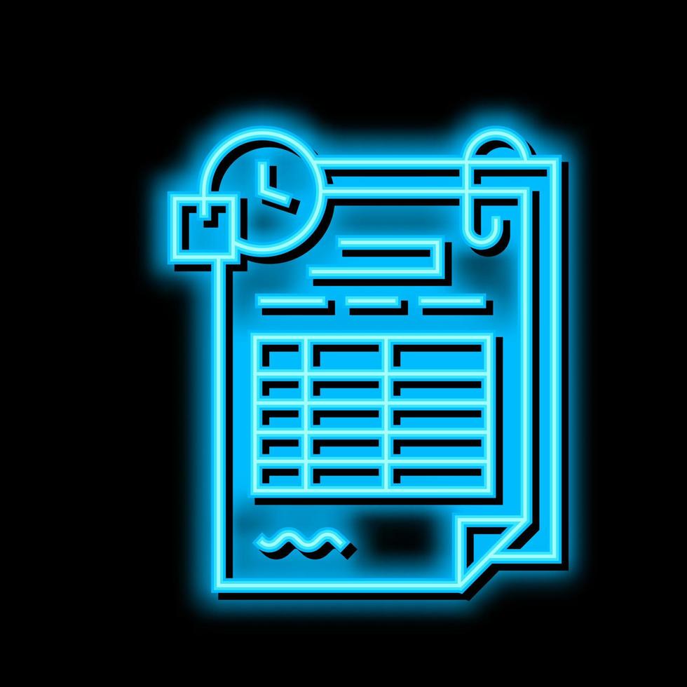 aanvulling bestellen werkblad neon gloed icoon illustratie vector