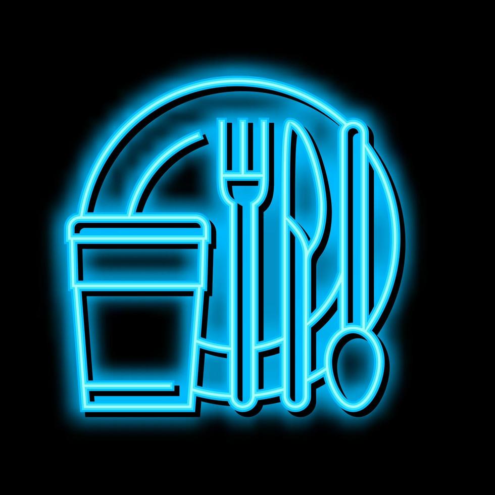 serviesgoed plastic neon gloed icoon illustratie vector