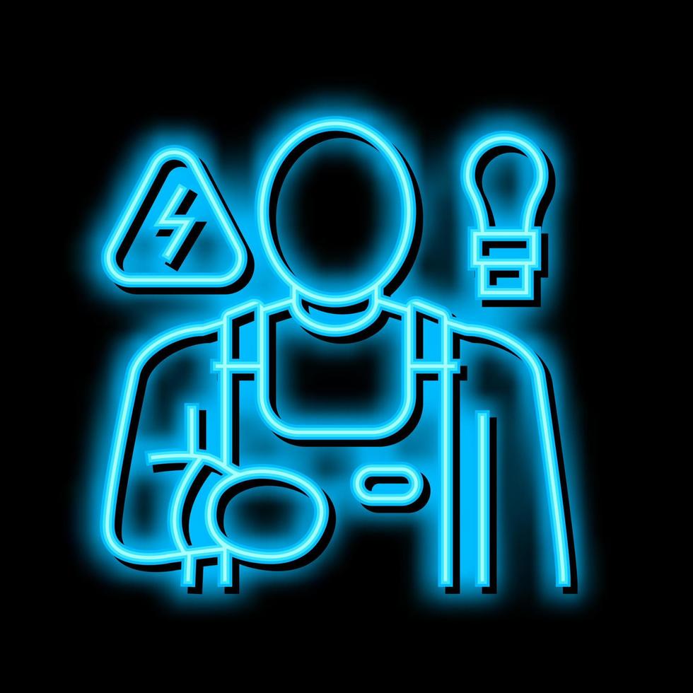 elektricien arbeider neon gloed icoon illustratie vector