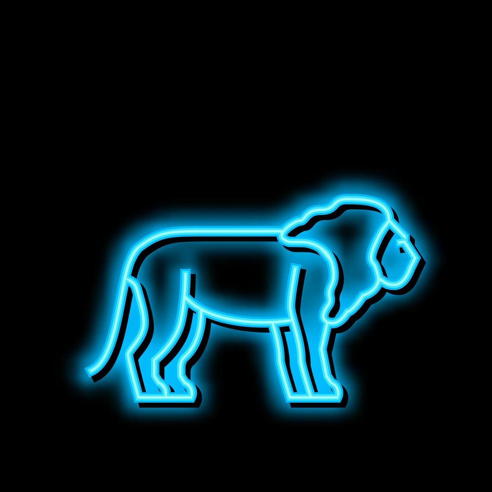 leeuw dier in dierentuin neon gloed icoon illustratie vector