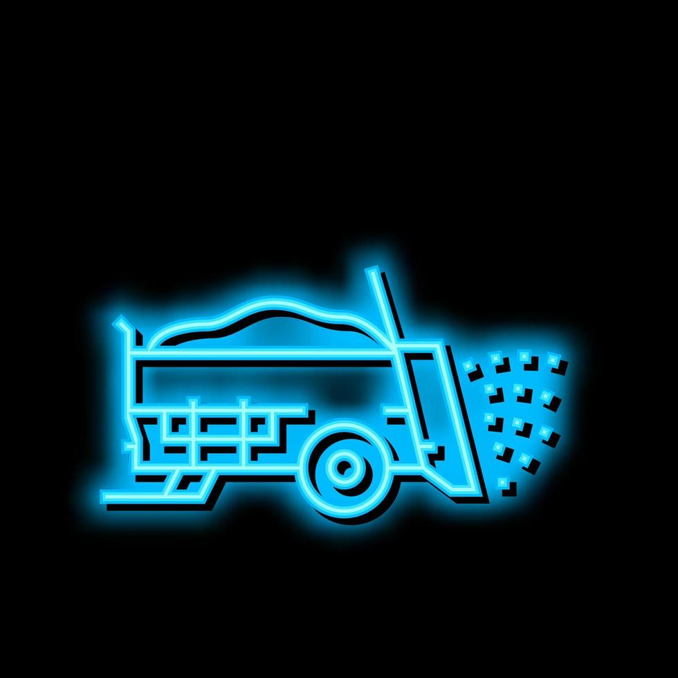 mest strooier boerderij machine neon gloed icoon illustratie vector