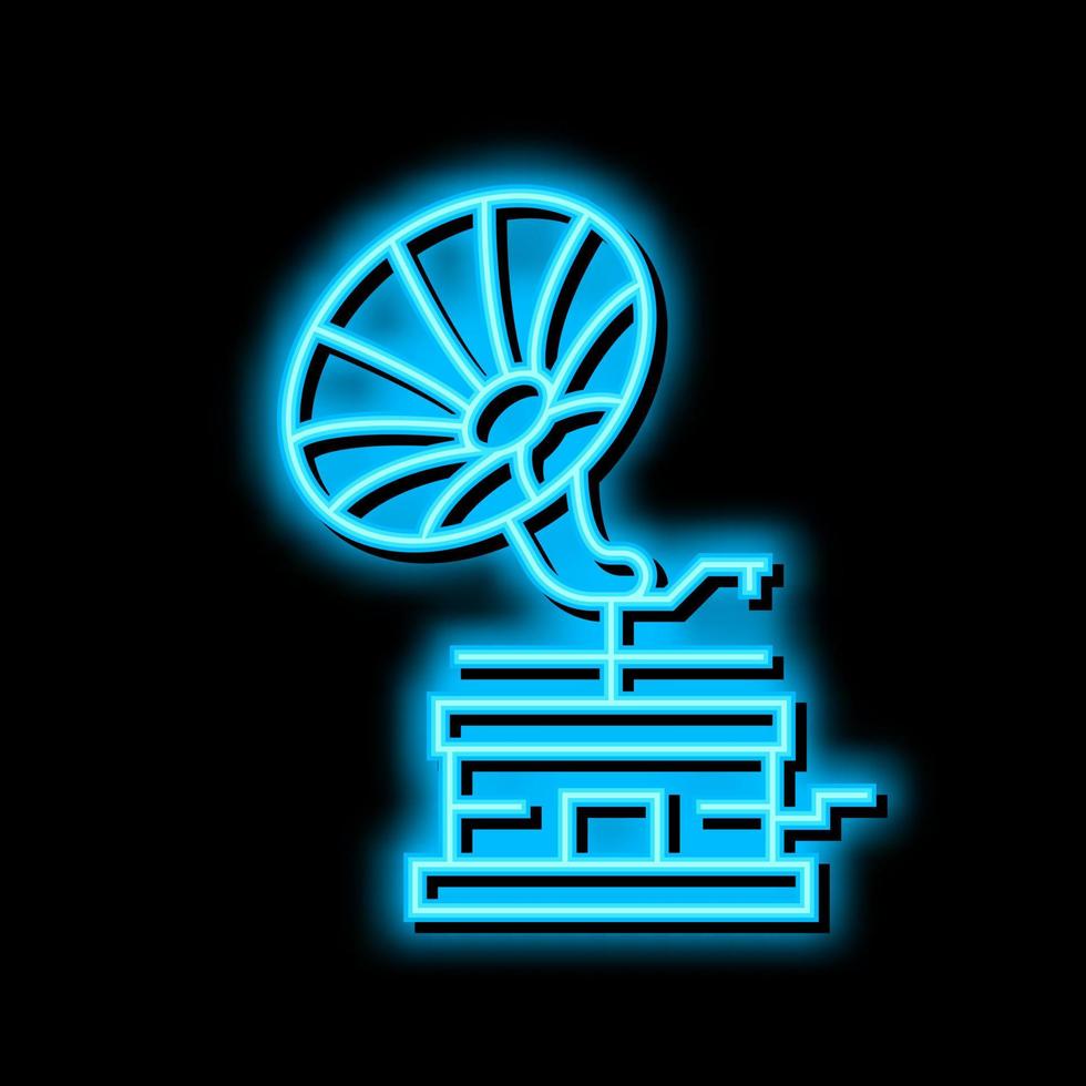 grammofoon voor luister audio muziek- neon gloed icoon illustratie vector