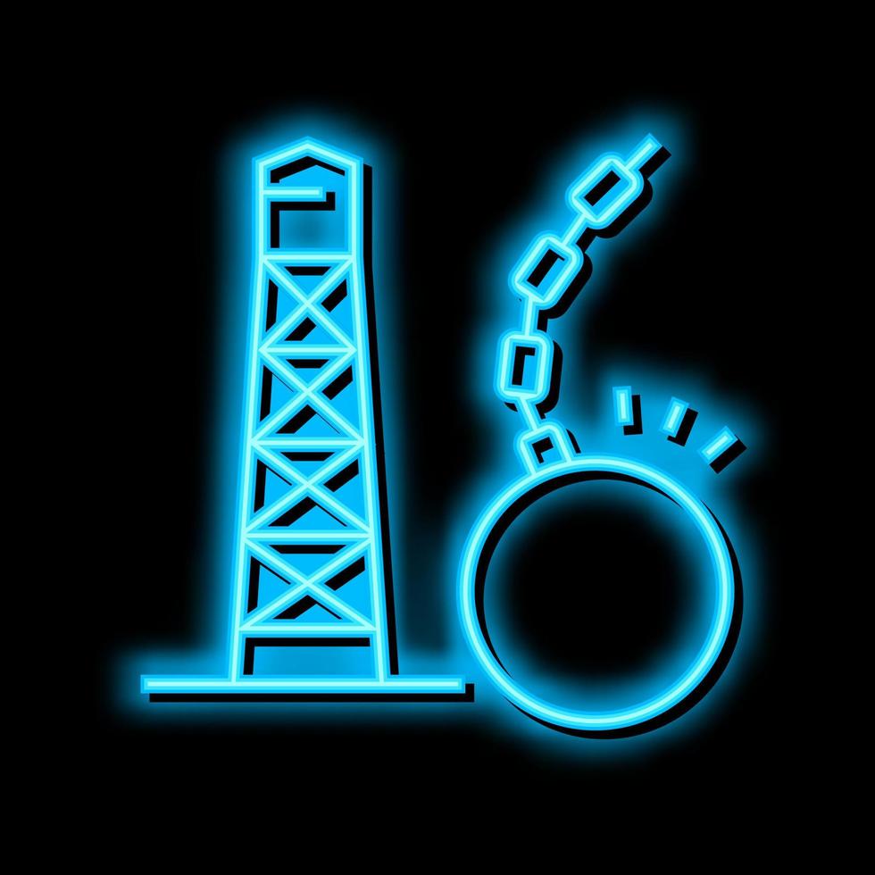 toren vernielingen neon gloed icoon illustratie vector