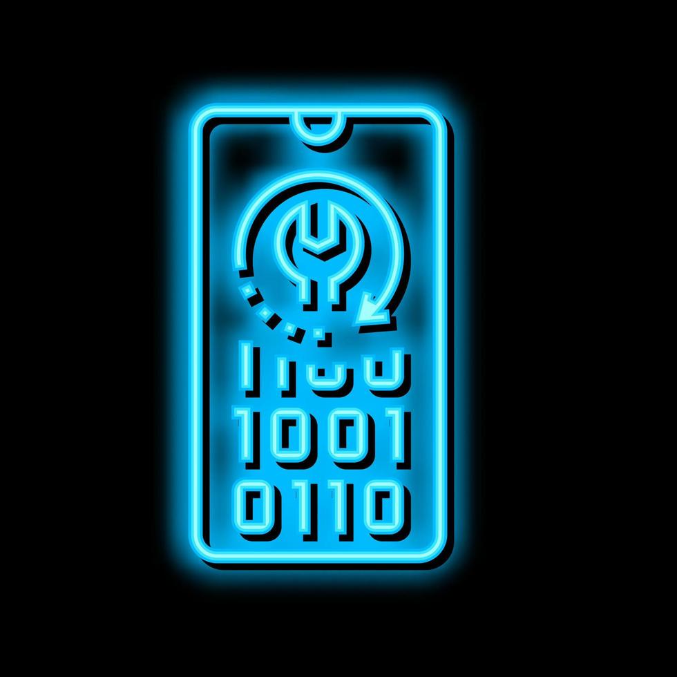 cel telefoon gegevens herstel neon gloed icoon illustratie vector
