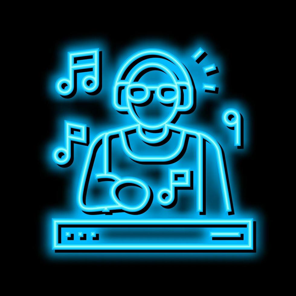 dj het uitvoeren van muziek- neon gloed icoon illustratie vector