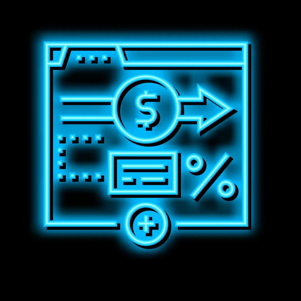commissie geld neon gloed icoon illustratie vector