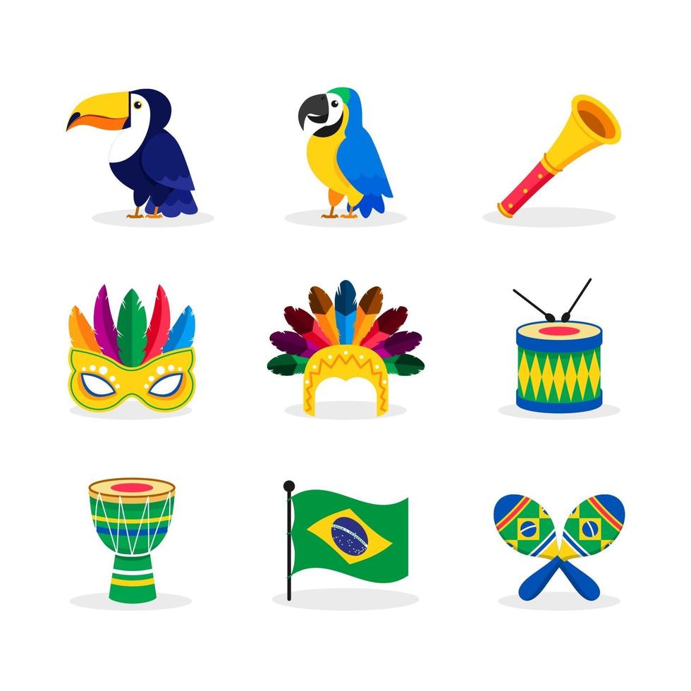 iconen van rio carnaval collectie vector
