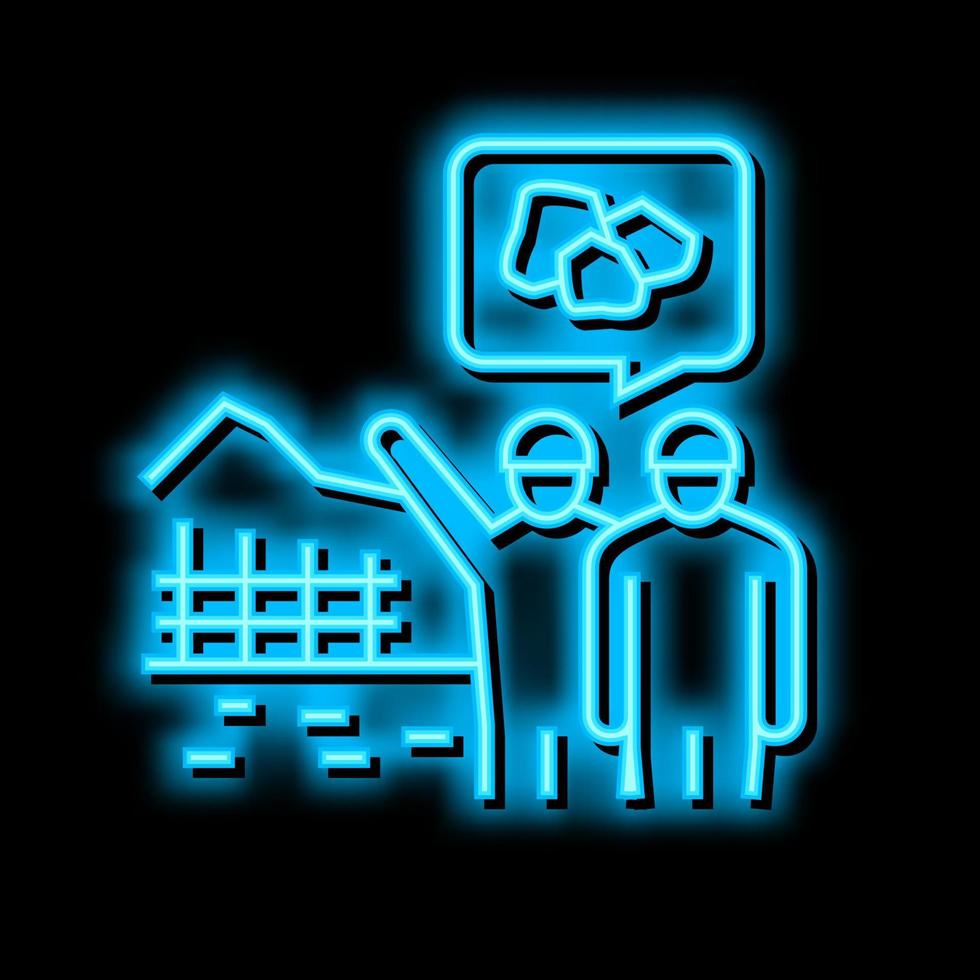 bouw toezicht en toezicht houden neon gloed icoon illustratie vector