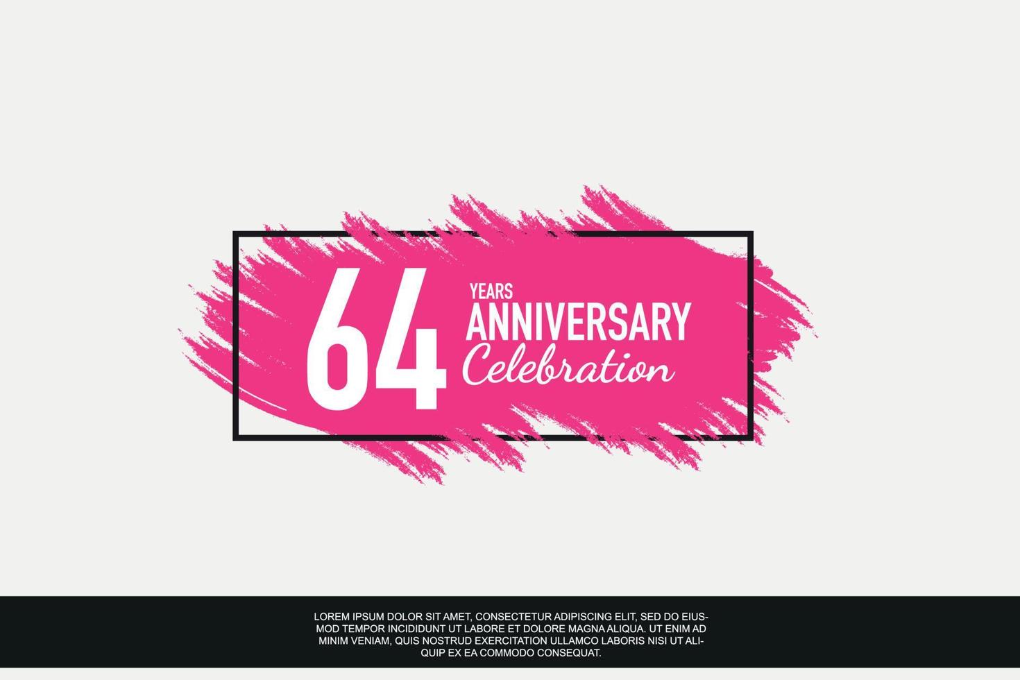 64 jaar verjaardag viering vector roze ontwerp in zwart kader Aan wit achtergrond abstract illustratie logo