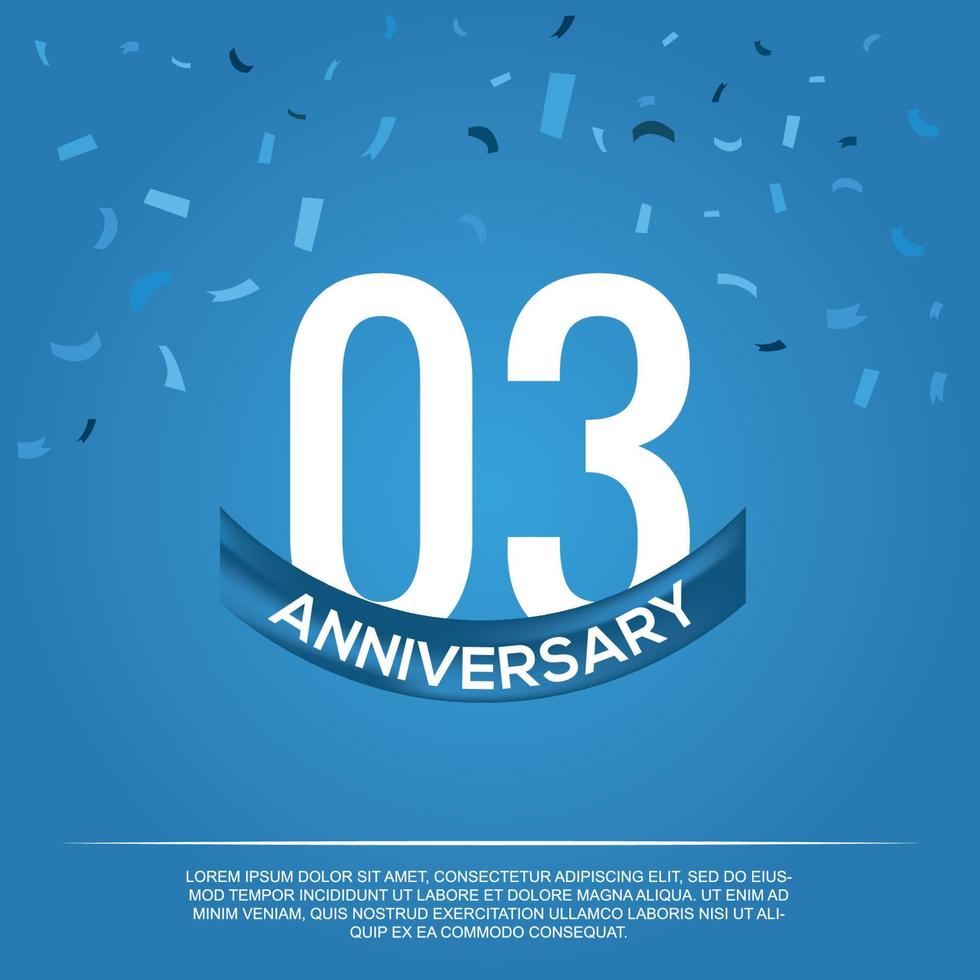 03e verjaardag viering vector ontwerp met wit kleur getallen en wit kleur doopvont Aan blauw kleur achtergrond abstract