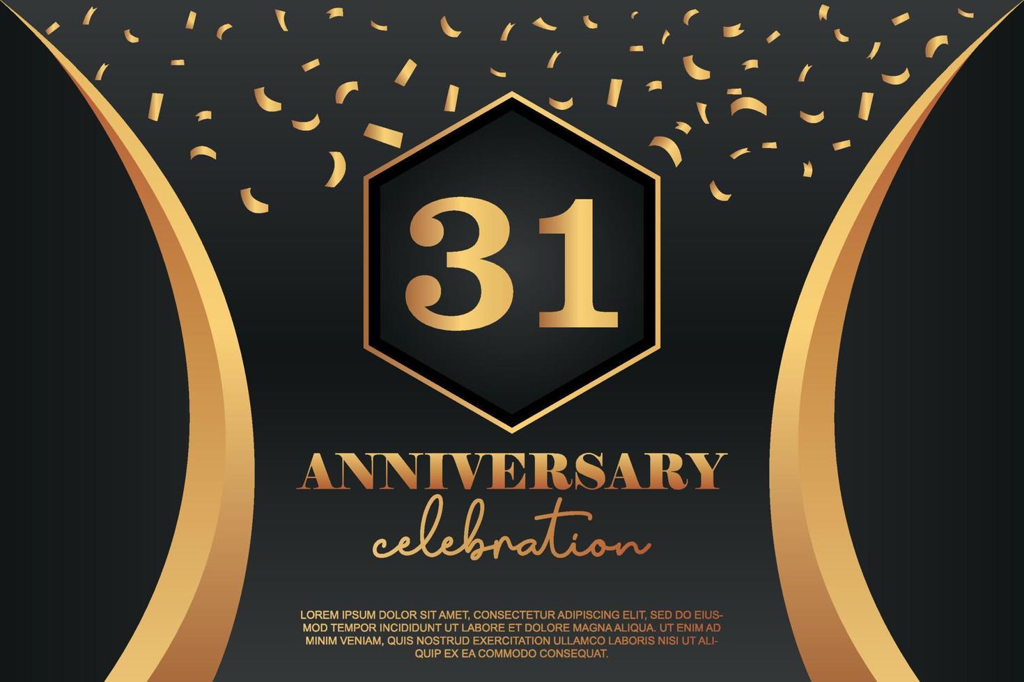 31e verjaardag viering logo met gouden gekleurde vector ontwerp voor groet abstract illustratie