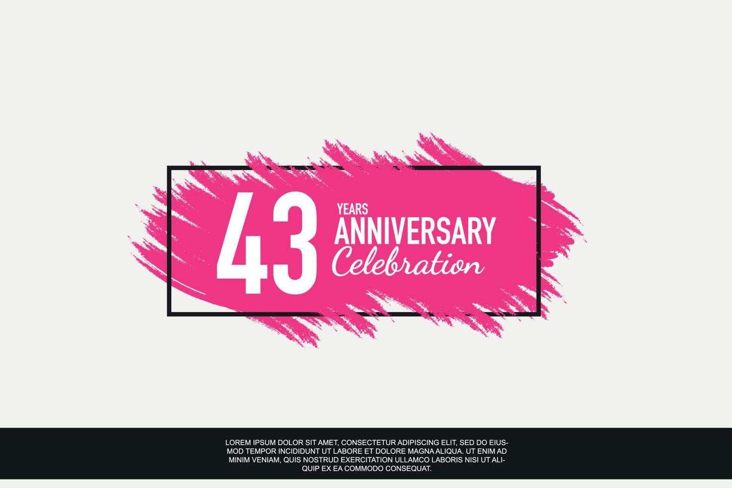 43 jaar verjaardag viering vector roze ontwerp in zwart kader Aan wit achtergrond abstract illustratie logo