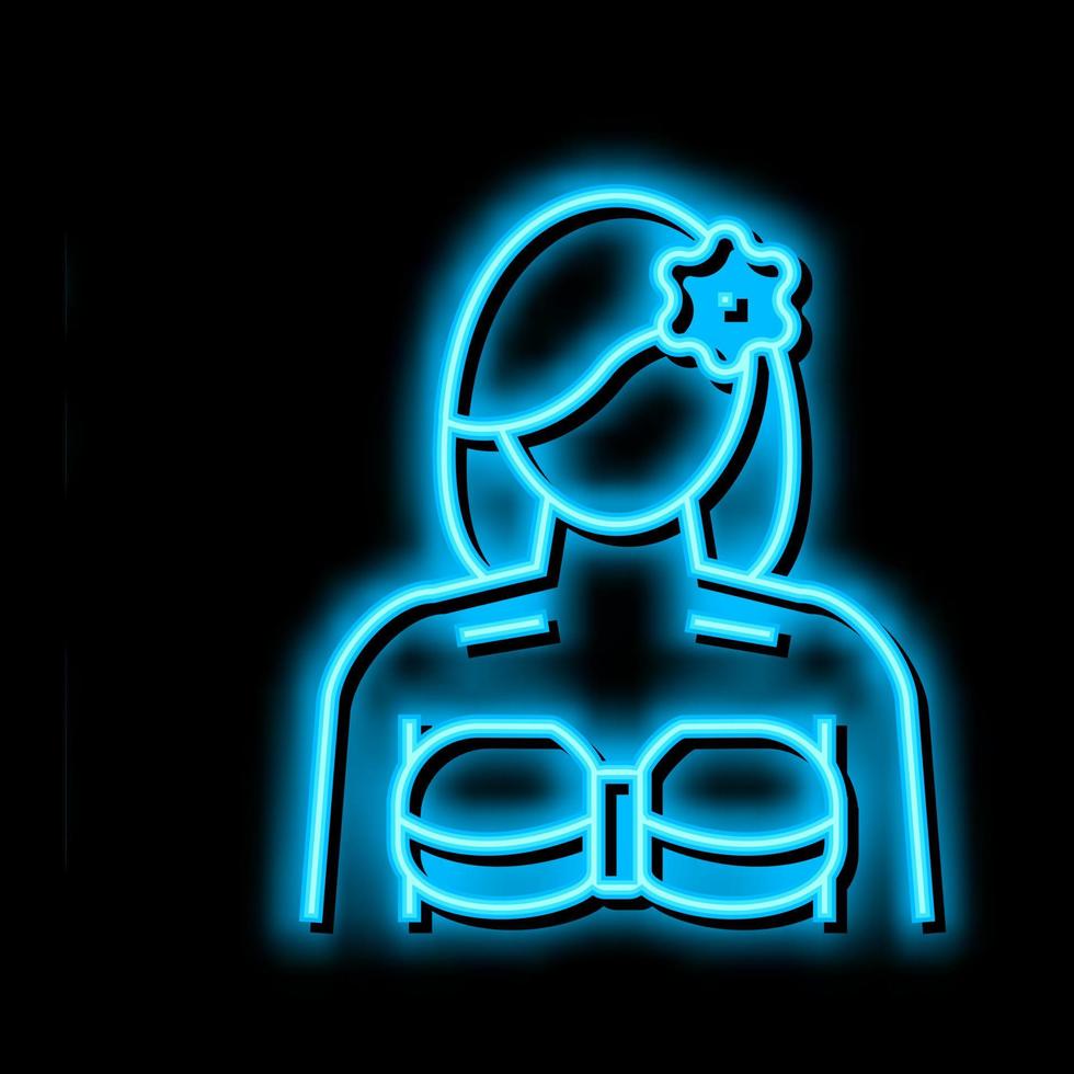 meisje hawaiiaans neon gloed icoon illustratie vector