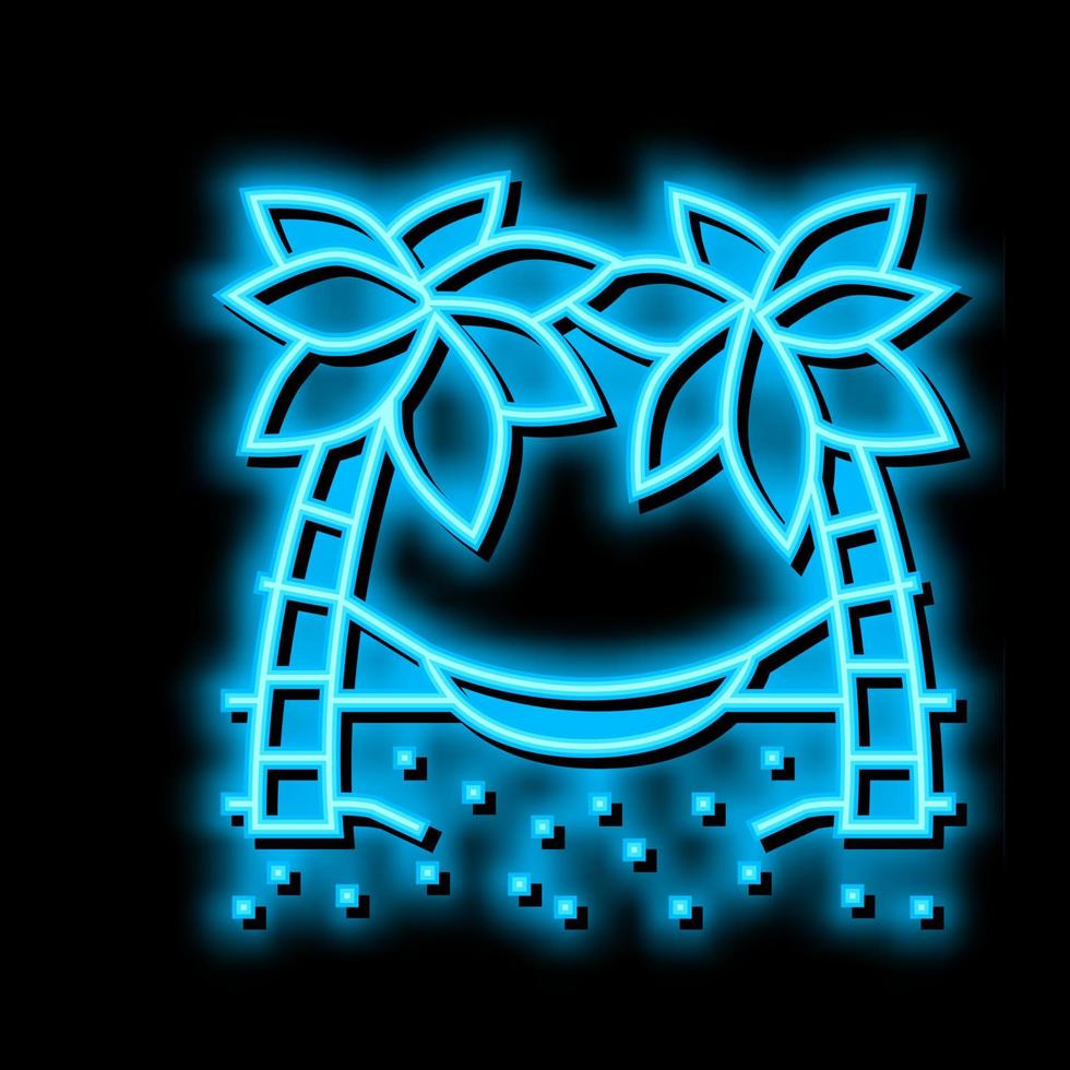 hangmat tussen palm bomen neon gloed icoon illustratie vector