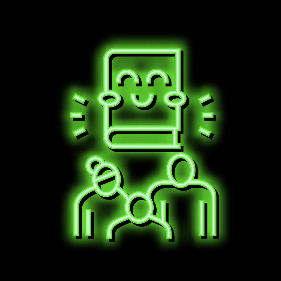 boek voor familie neon gloed icoon illustratie vector