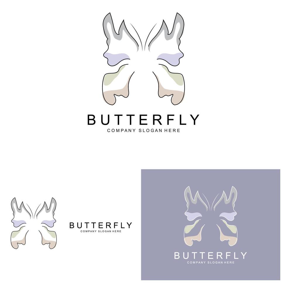 vlinder logo ontwerp, mooi vliegend dier, bedrijfsmerk icoon illustratie, zeefdruk, salon vector
