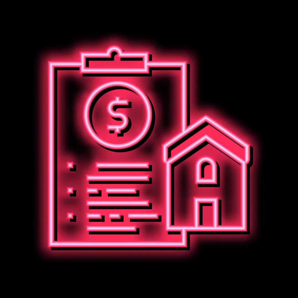 huis kopen contract neon gloed icoon illustratie vector