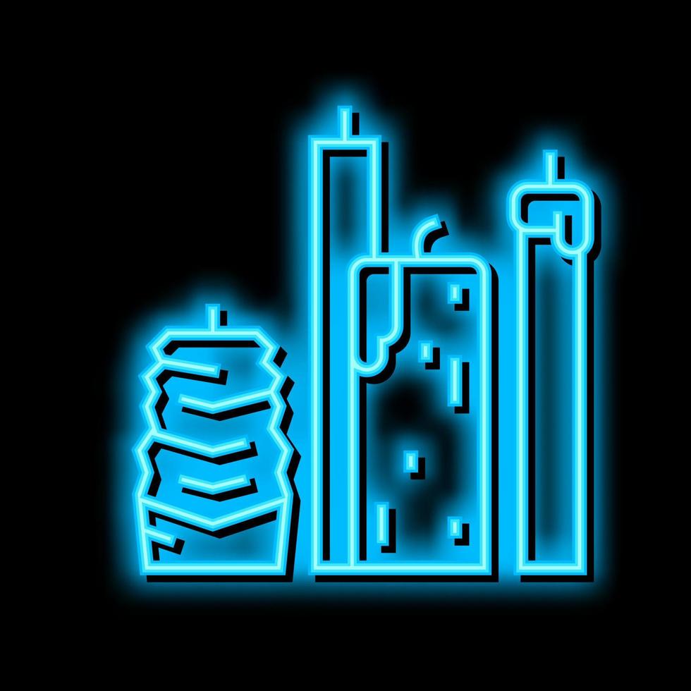 bijenwas kaarsen bijenteelt neon gloed icoon illustratie vector