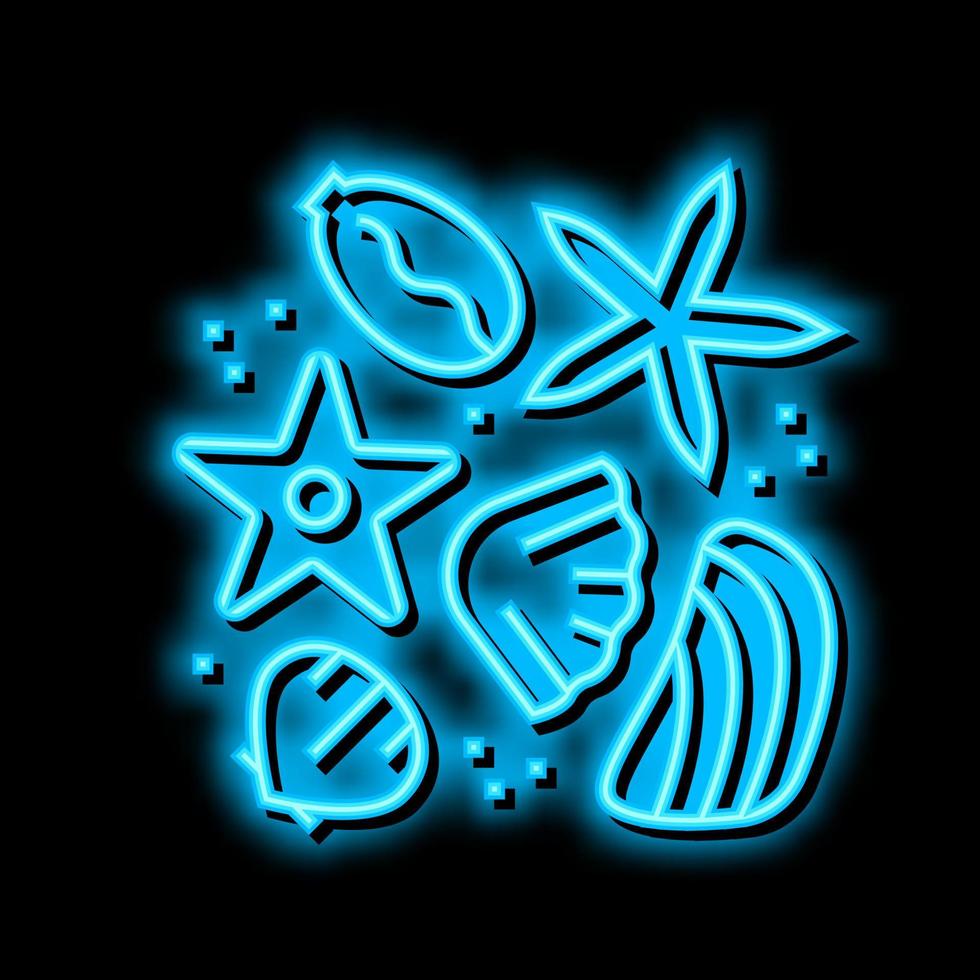 zee ster en schelp hars kunst neon gloed icoon illustratie vector