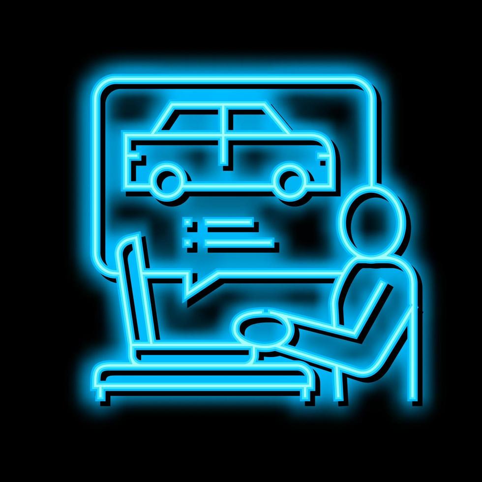 het rijden test voorbereiding neon gloed icoon illustratie vector