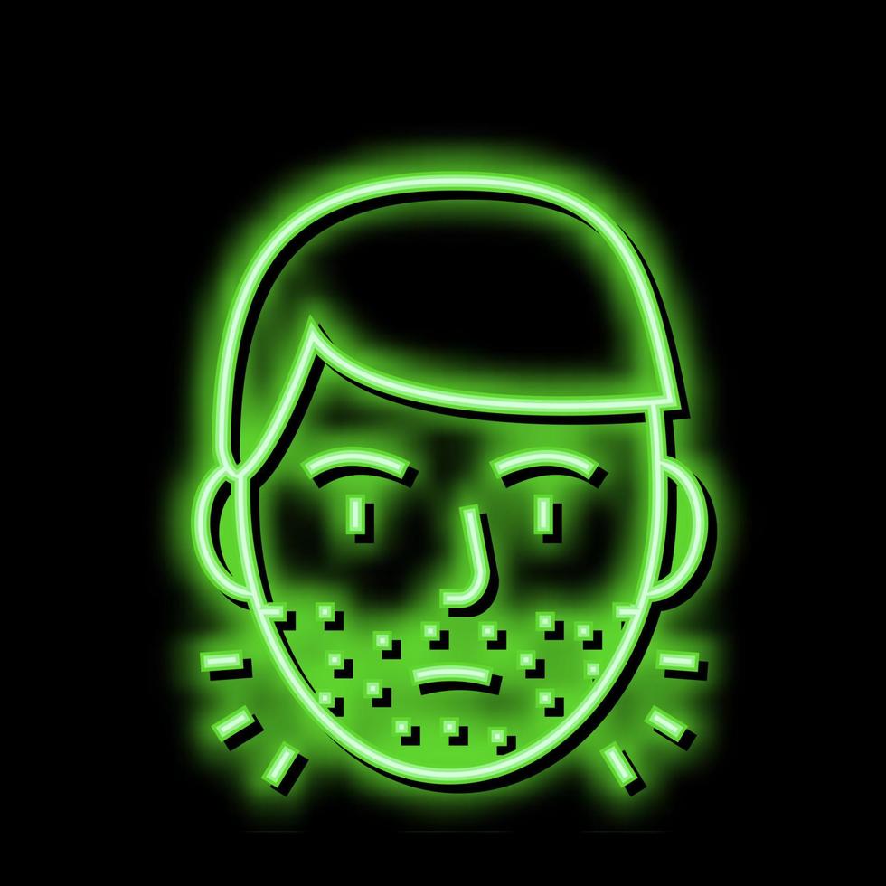 harig gezicht Mens neon gloed icoon illustratie vector