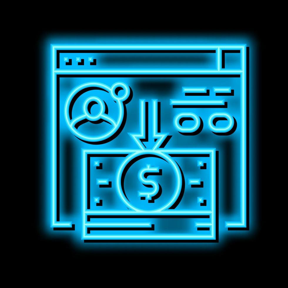 contant geld opname neon gloed icoon illustratie vector