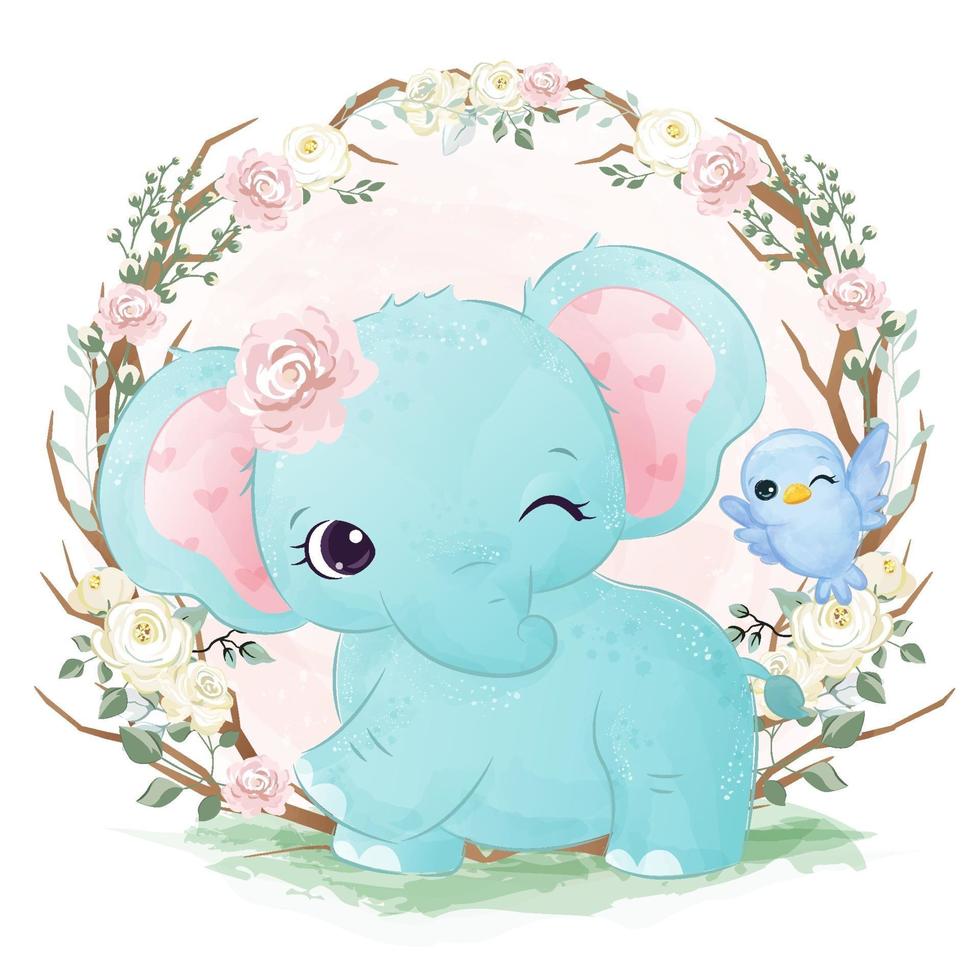 schattige babyolifant in aquarel illustratie vector