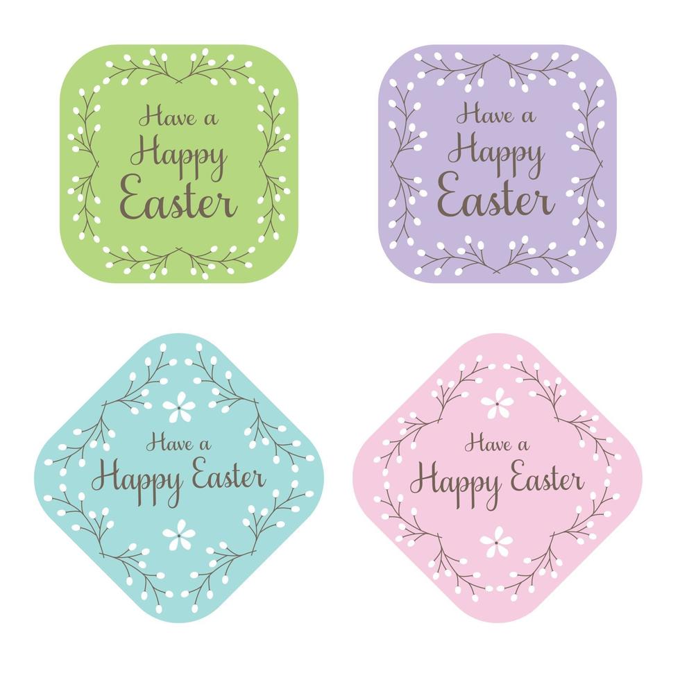 pastel happy easter geschenklabel en labelafbeeldingen vector