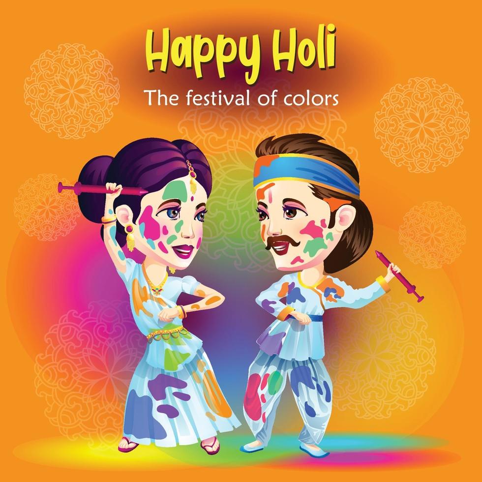 holi-groeten met traditionele dansers vector