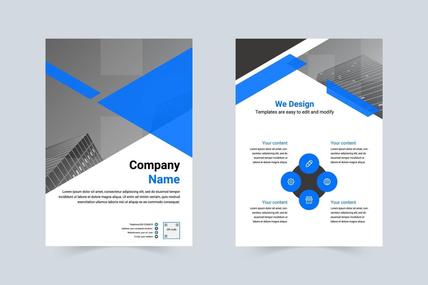 blue enterprise company a4 folder vector