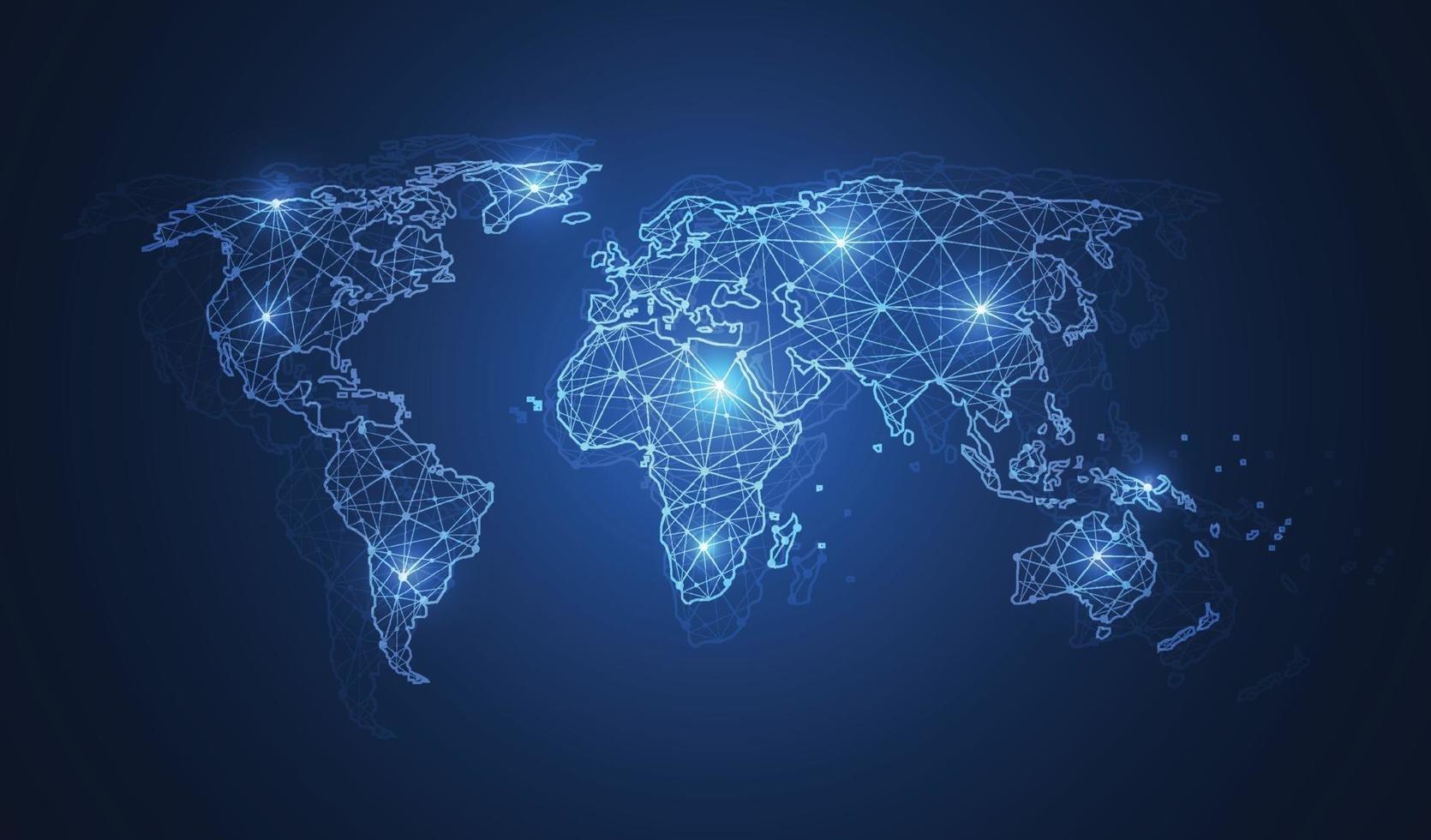 wereldwijde netwerkverbinding. wereldkaartpunt en lijnsamenstelling concept van globale zaken. vector illustratie