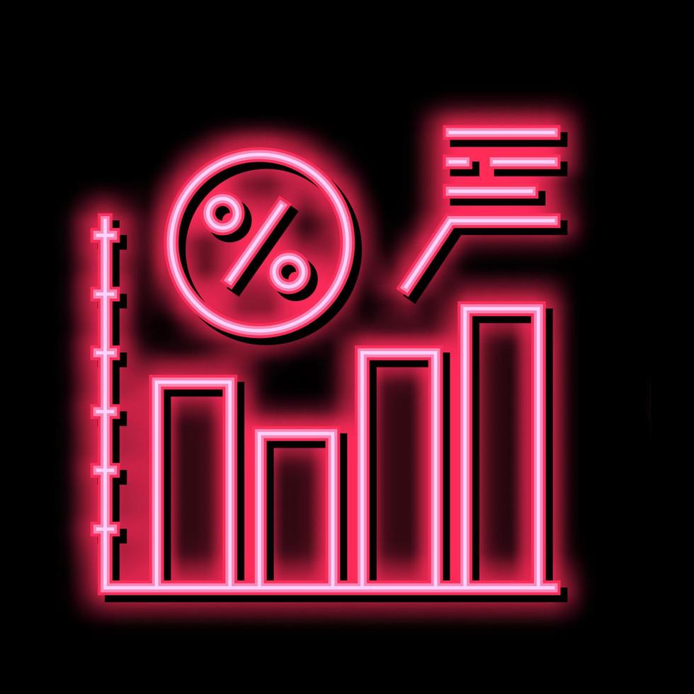 toenemen procent lening neon gloed icoon illustratie vector