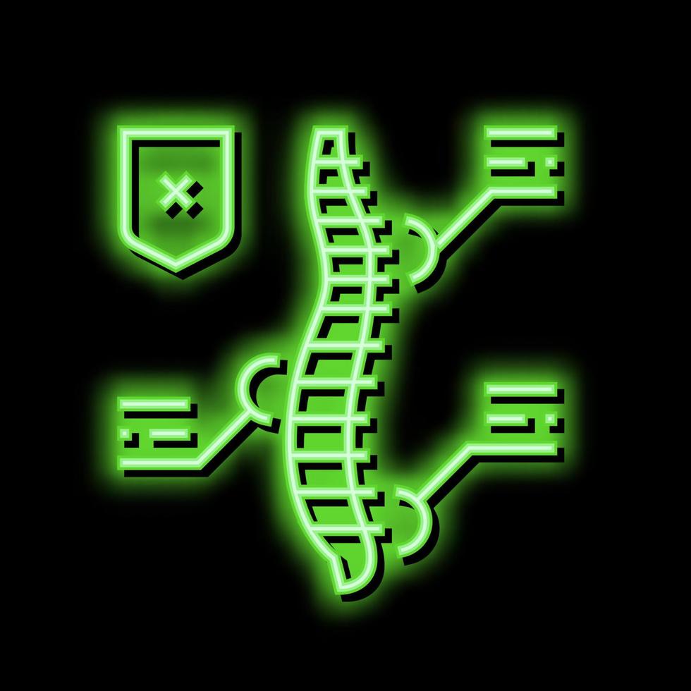 symptomen scoliose neon gloed icoon illustratie vector