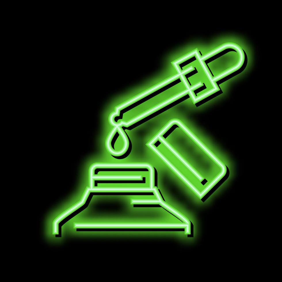 geneeskunde homeopathie vloeistof dropping van pipet neon gloed icoon illustratie vector