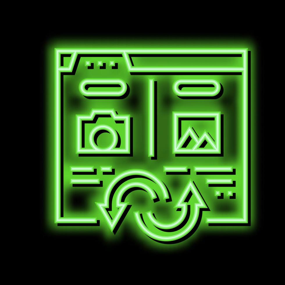 foto, beeld en afbeelding omzetter neon gloed icoon illustratie vector