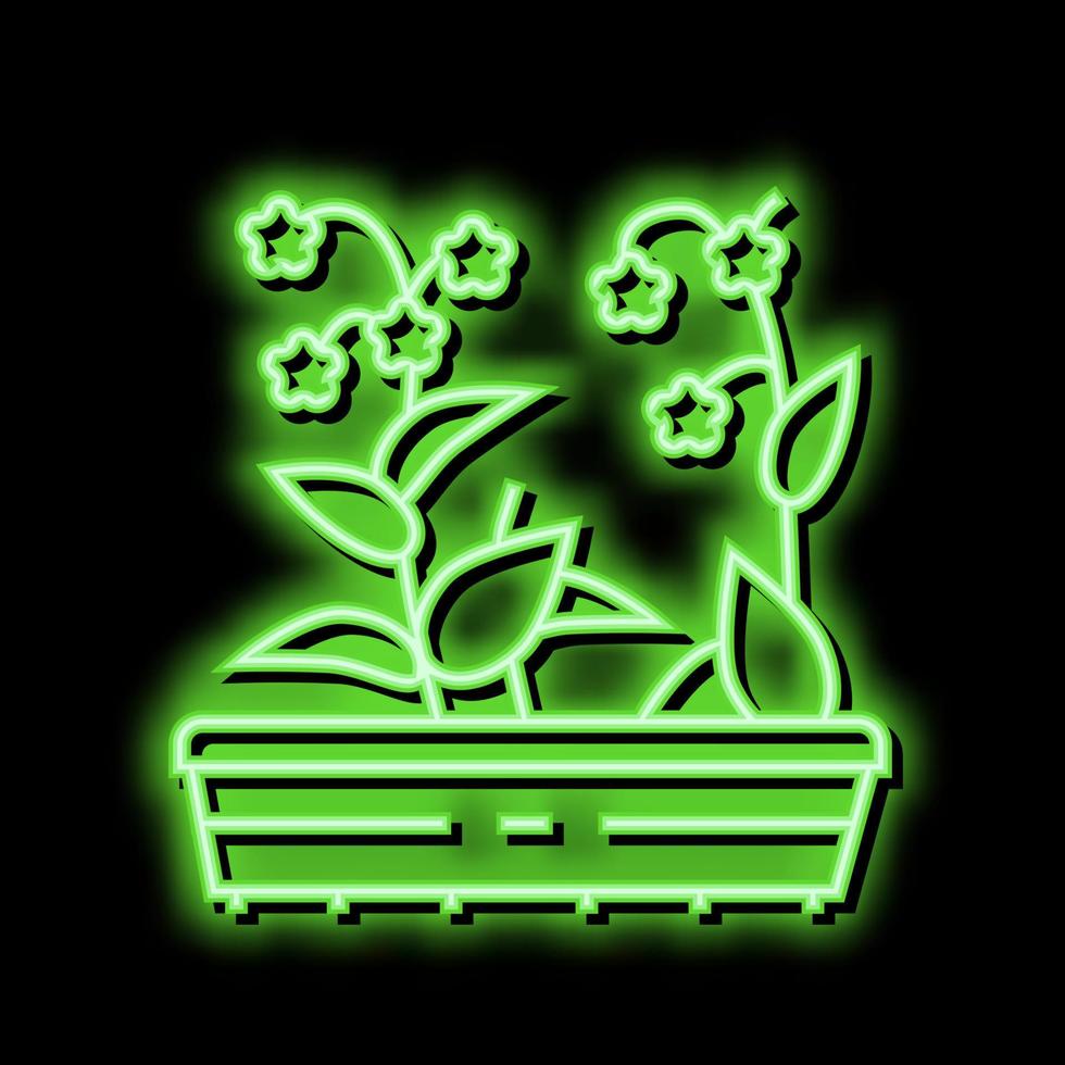 bloemen tuinieren neon gloed icoon illustratie vector