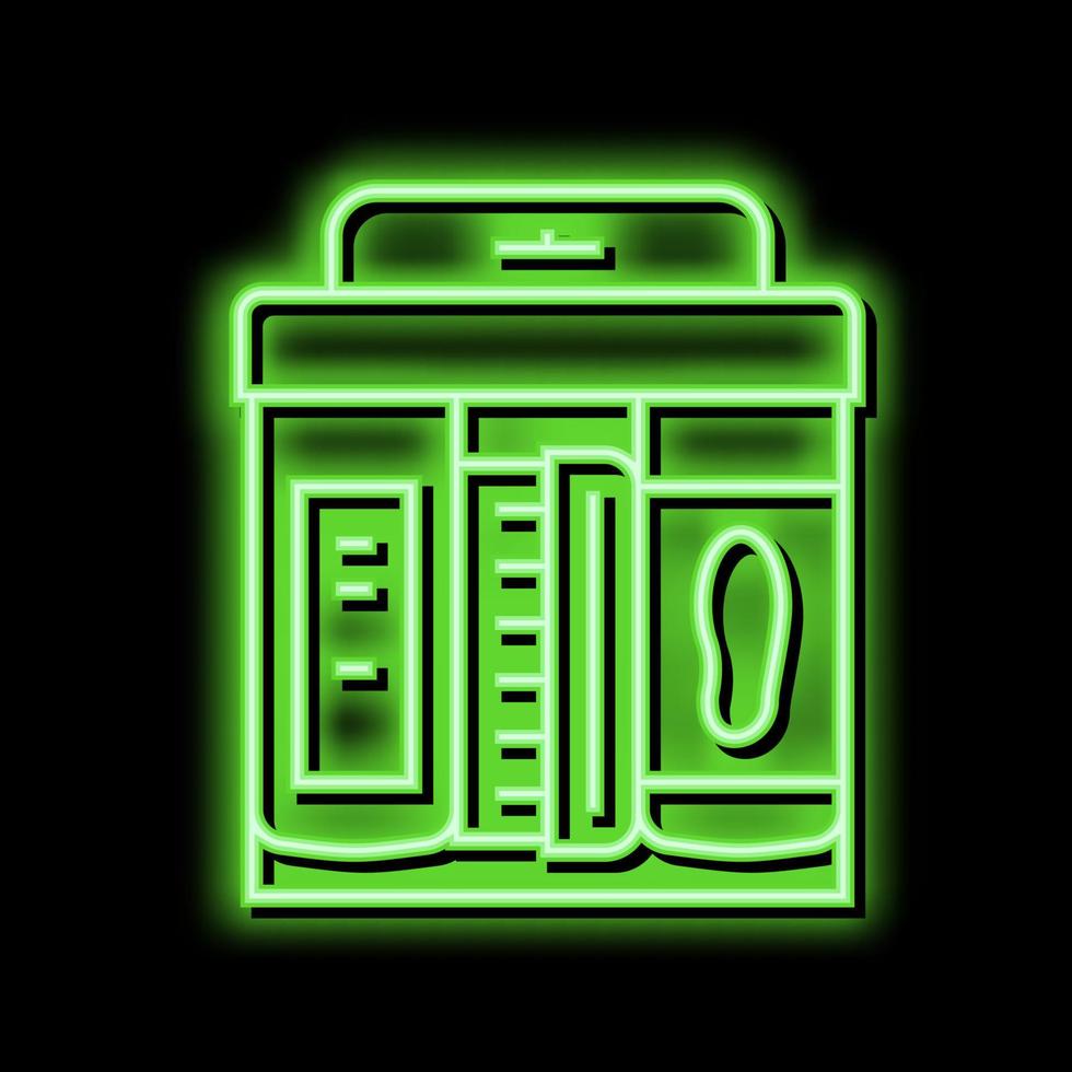 schoonmaak schoen zorg uitrusting neon gloed icoon illustratie vector