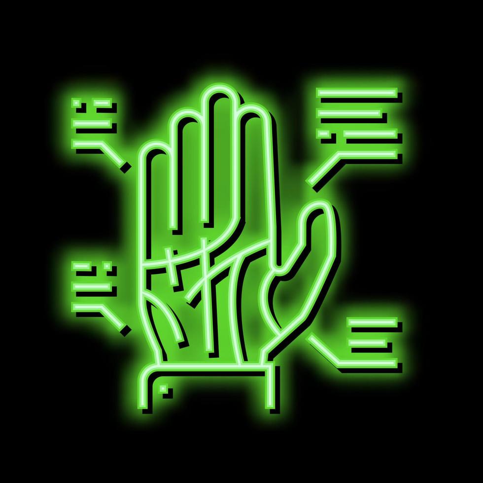 handlijnkunde astrologisch neon gloed icoon illustratie vector