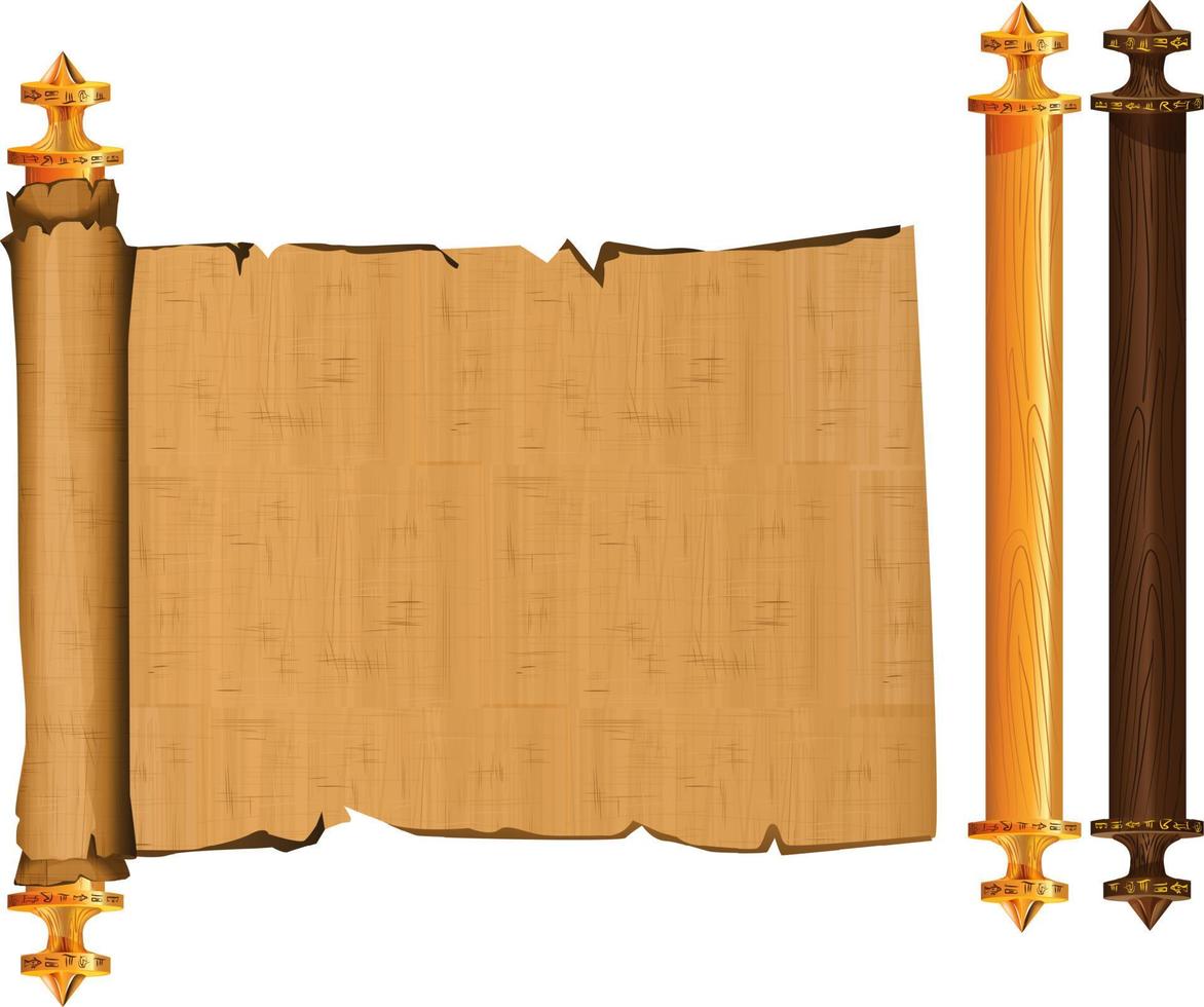 oude Egypte papyrus rol met houten hengel vector