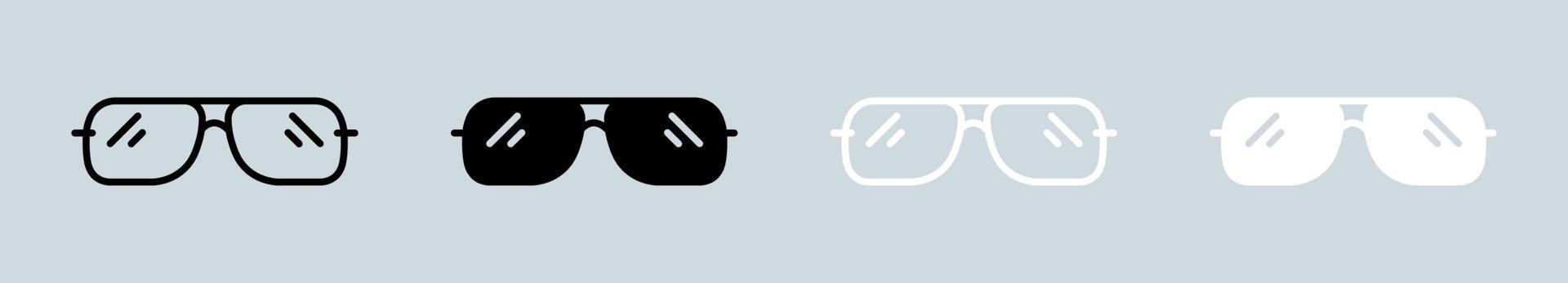 zonnebril icoon reeks in zwart en wit. eyewear tekens vector illustratie.