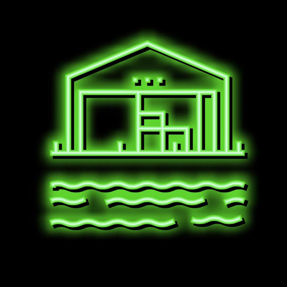 pakhuis haven neon gloed icoon illustratie vector