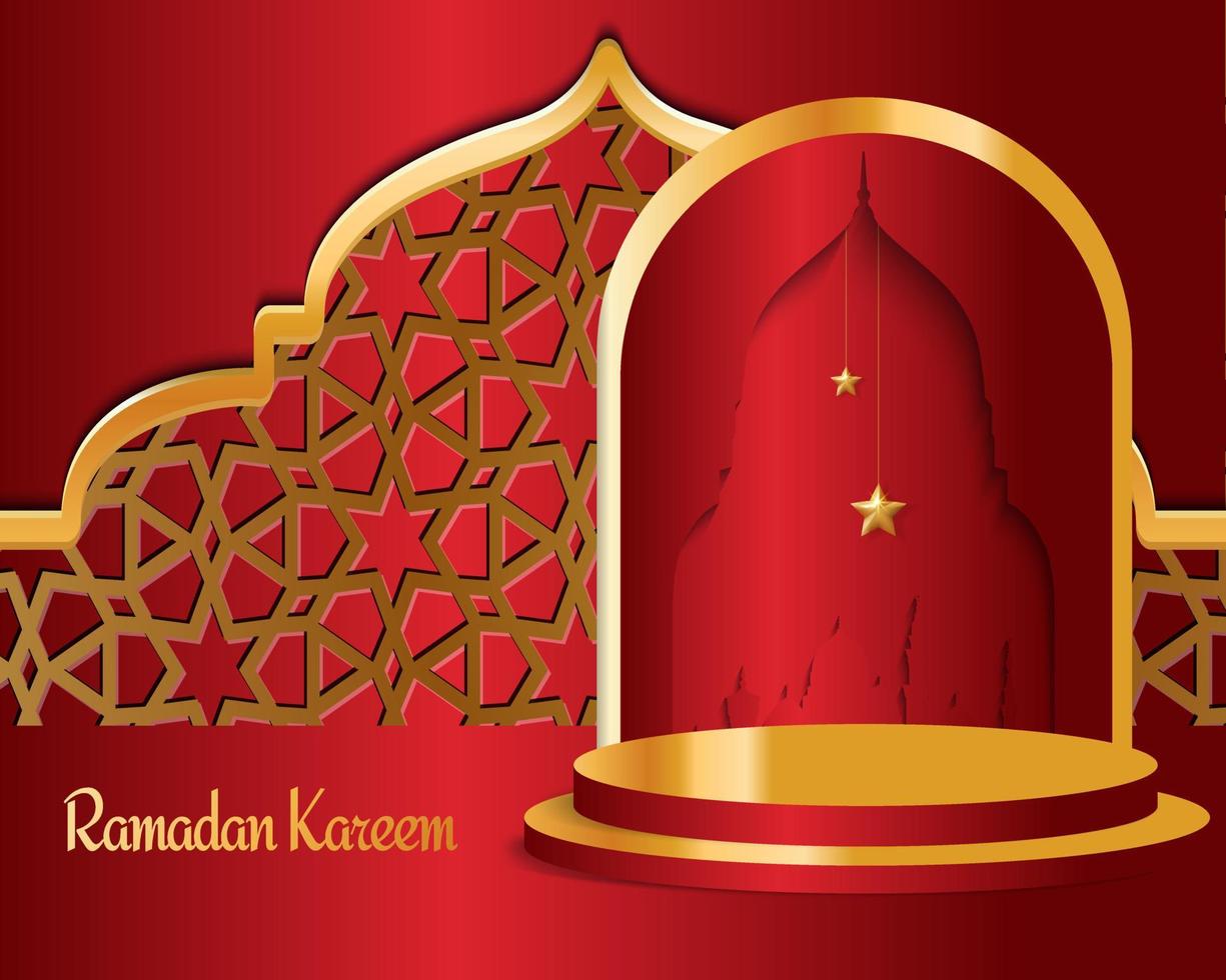 Ramadan decoratie schoonschrift ontwerp met arabesk decoraties vector