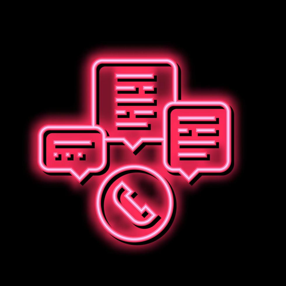 telefoontje centrum ondersteuning neon gloed icoon illustratie vector