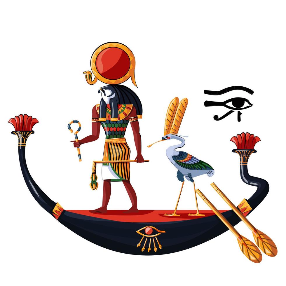 oude Egypte zon god ra of horus tekenfilm vector