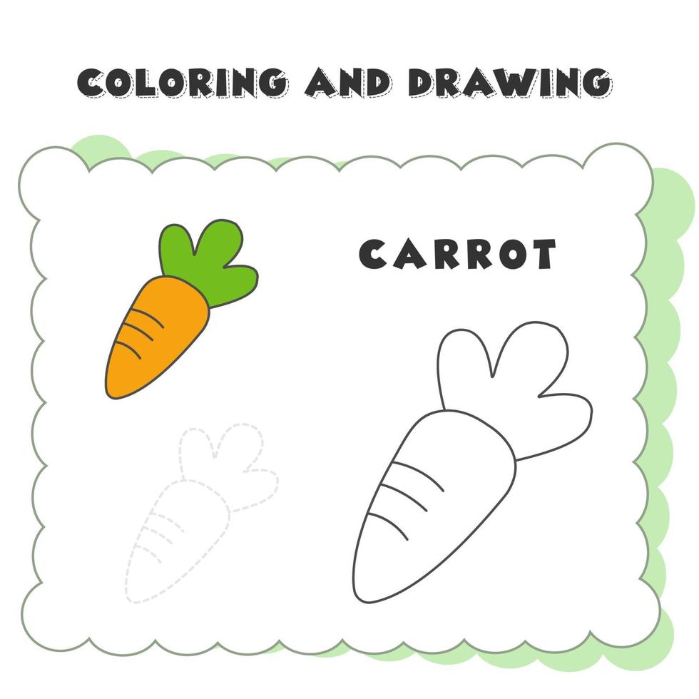 kleur- en tekenboekelement wortel. hand getrokken groenten illustratie voor educatieve kleurboek ontwerp - vector overzicht cartoon