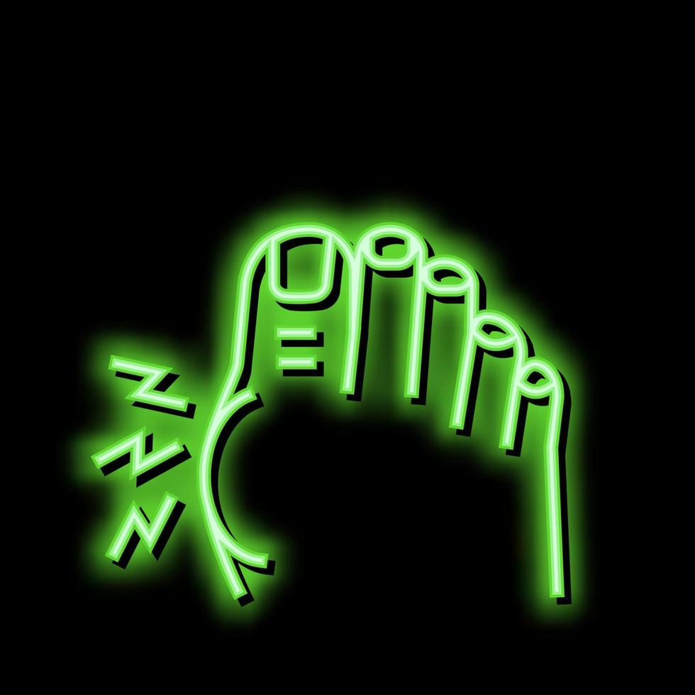 pijn in groot teen neon gloed icoon illustratie vector