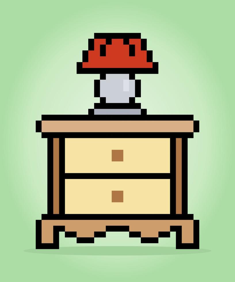 8 beetje pixel houten bureau in vector illustratie voor spel middelen.