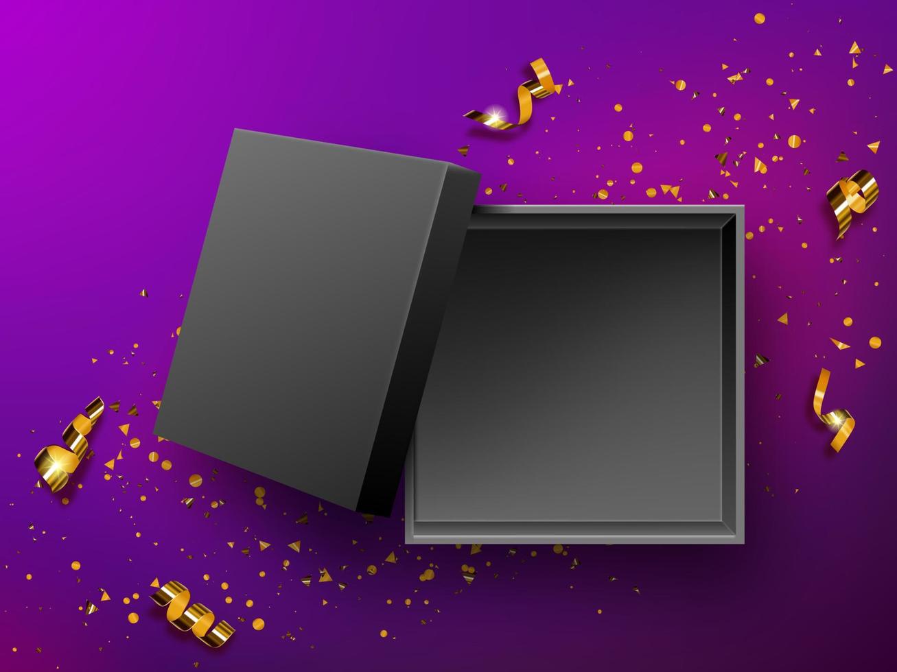 Open geschenk zwart doos top visie illustratie vector