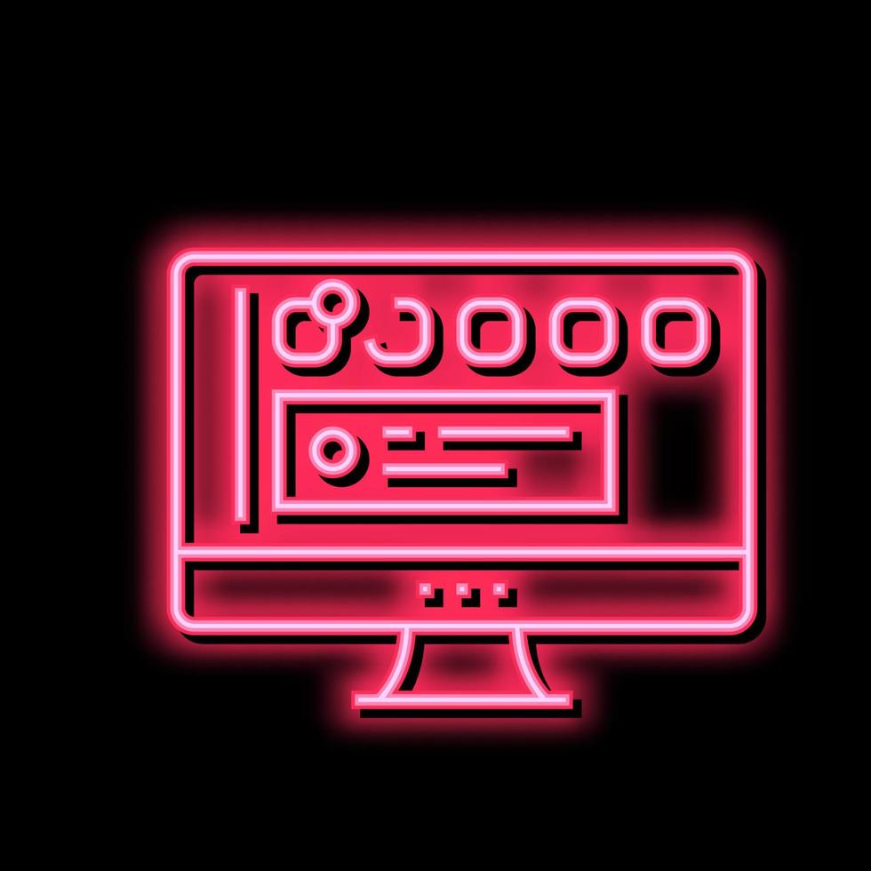 sociaal bladzijde computer scherm neon gloed icoon illustratie vector